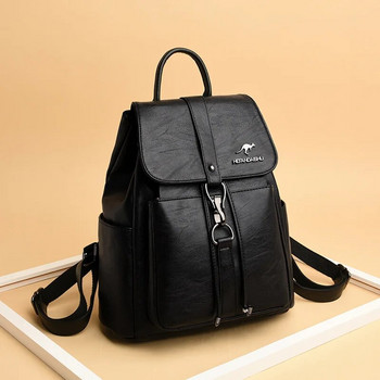 TRAVEASY PU раници Дамски прости модни ежедневни голям капацитет Пътна чанта против кражба през рамо Дамски меки кожени ученически чанти