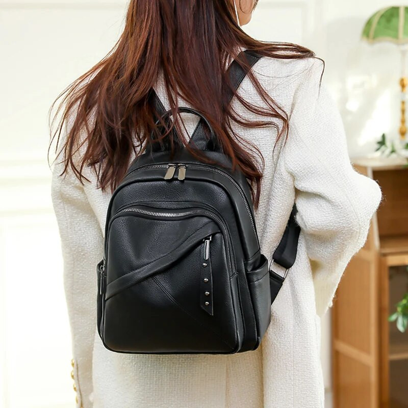 Modna ženska torba Visokokvalitetna mekana kožna torba za knjige velikog kapaciteta Protuprovalni putni ruksak Ležerne torbe na rame Mochila