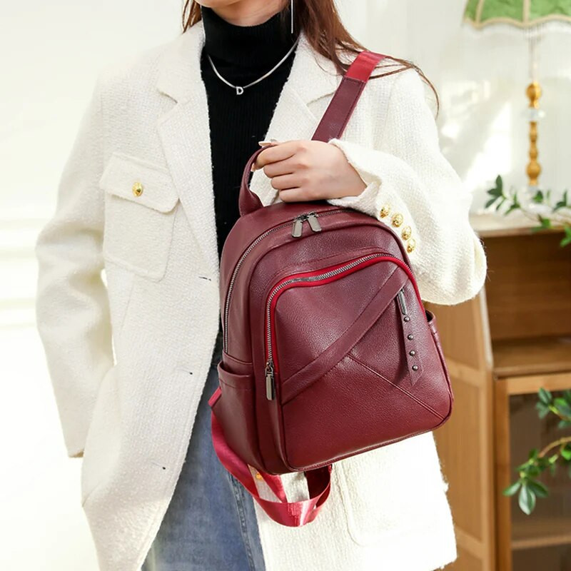 Modna ženska torba Visokokvalitetna mekana kožna torba za knjige velikog kapaciteta Protuprovalni putni ruksak Ležerne torbe na rame Mochila