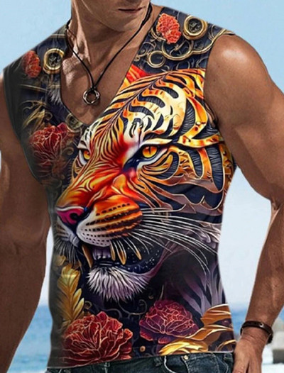 Nova muška majica kratkih rukava 3D Saint Beast Cat majica s printom 2023. Gornja ljetna majica s V-izrezom Ležerna muška sportska odjeća kratkih rukava Four Seasons