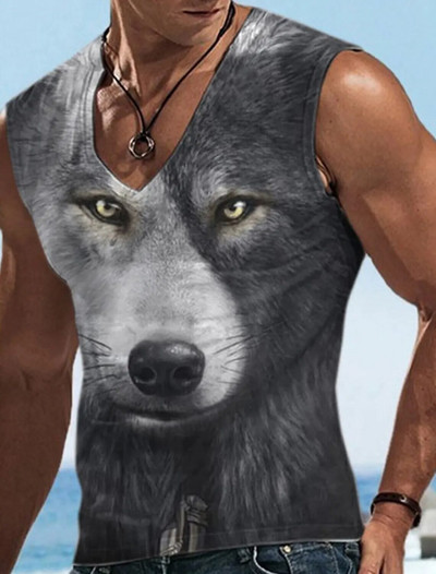 Nova muška majica kratkih rukava 3D Saint Beast Cat majica s printom 2023. Gornja ljetna majica s V-izrezom Ležerna muška sportska odjeća kratkih rukava Four Seasons