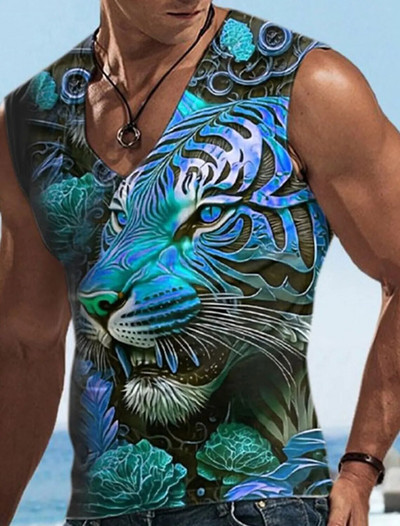 Nova muška majica kratkih rukava 3D Saint Beast Cat majica s printom 2023. Gornja ljetna majica s V-izrezom Ležerna muška sportska odjeća kratkih rukava Four Seasons