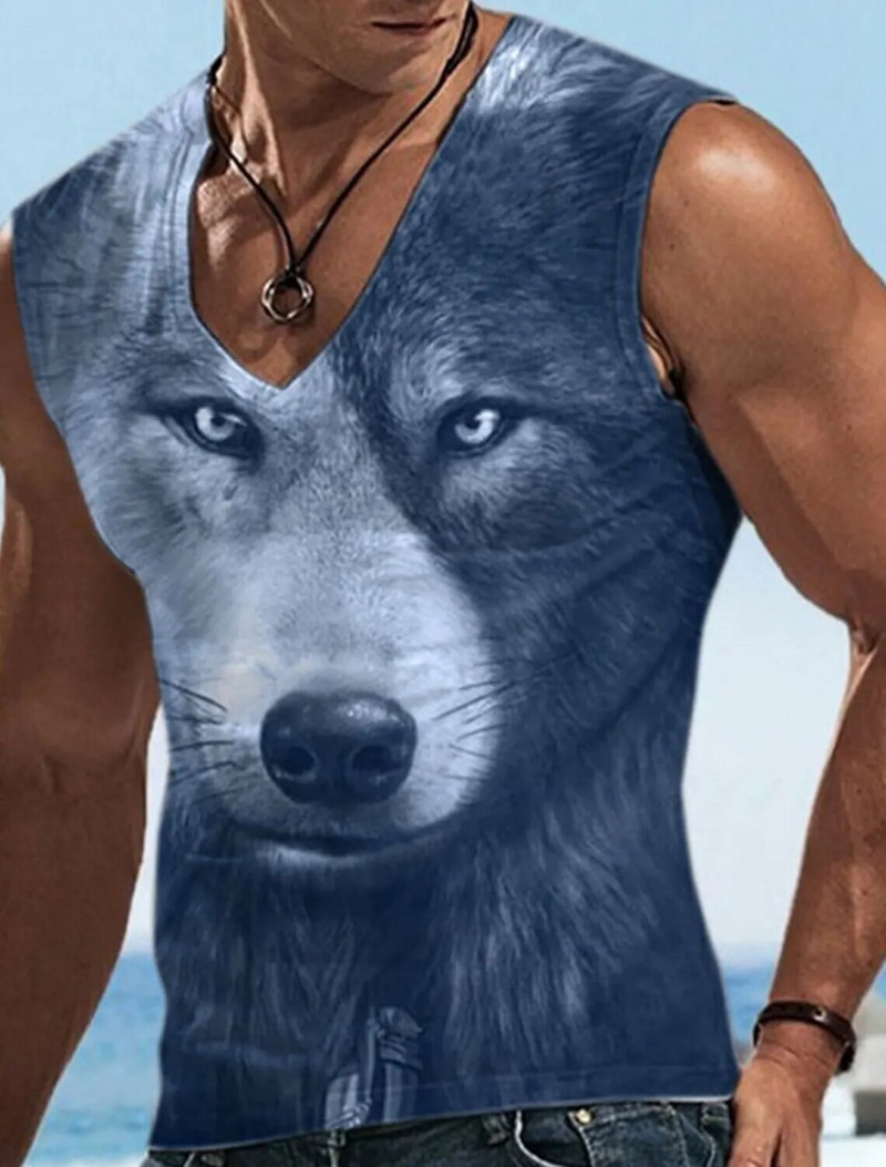 Nova muška majica kratkih rukava 3D Saint Beast Cat majica s printom 2023. Gornja ljetna majica s V-izrezom Ležerna muška sportska odjeća kratkih rukava Four Seasons