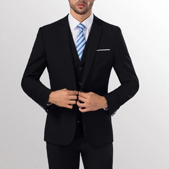 Мъжки тънък бизнес костюм с едно копче Официален костюм от две части Бутикова бизнес рокля Сватбен костюм за младоженеца Палто Блейзъри Панталони