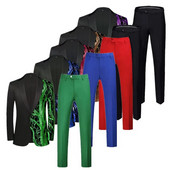 Fashion Férfi luxus flitteres öltöny 2 részes fekete / kék / arany klasszikus esküvői táncparti színpadi ruha férfi blézer dzseki nadrág