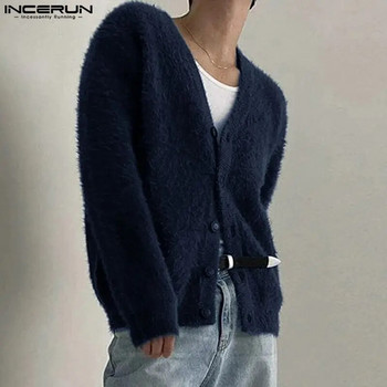 INCERUN Топове 2023 г. Нови мъжки модни поларени ризи в корейски стил Меки удобни улични дрехи за свободното време Мъжка жилетка Блуза S-5XL