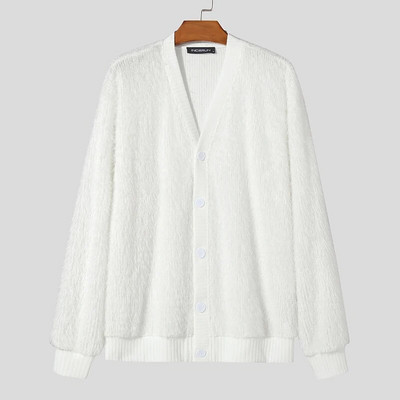 INCERUN Viršutiniai 2023 m. korėjietiško stiliaus nauji vyriški, madingi vilnoniai marškiniai Minkšti, patogūs laisvalaikio drabužiai, vyriška megztinio palaidinė S-5XL