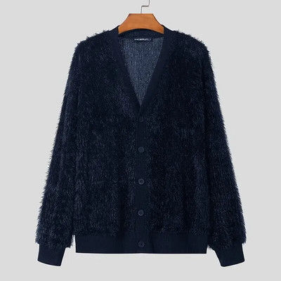 INCERUN Viršutiniai 2023 m. korėjietiško stiliaus nauji vyriški, madingi vilnoniai marškiniai Minkšti, patogūs laisvalaikio drabužiai, vyriška megztinio palaidinė S-5XL