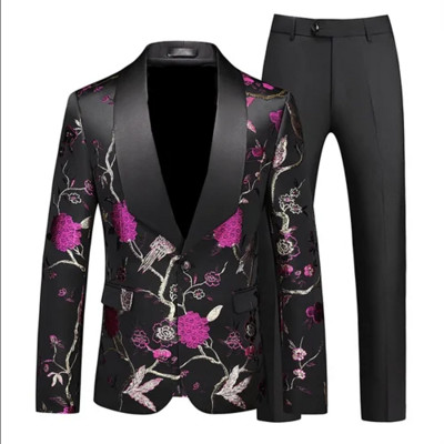 (Blejzer + hlače) Modni muški komplet od 2 komada vjenčanica Crno Crveno Plavi Muški smoking za poslovne društvene zabave Uska odjeća