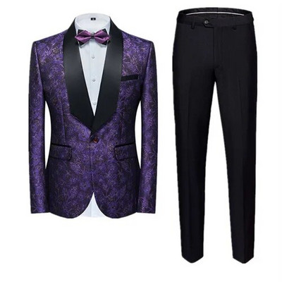 (Blejzer + hlače) Modni muški komplet od 2 komada vjenčanica Crno Crveno Plavi Muški smoking za poslovne društvene zabave Uska odjeća
