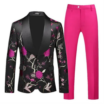 (Blejzer + hlače) Modni muški komplet od 2 komada vjenčanica Crno Crveno Plavi Muški smoking za poslovne društvene zabave Uska odjeća