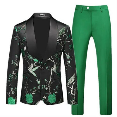 (Blejzer + hlače) Modni muški komplet od 2 komada vjenčanica Crno Crveno Plavi Muški smoking za poslovne društvene zabave Uska odjeća