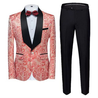 (Blejzer + hlače) Modni muški komplet od 2 komada vjenčanica Crno Crveno Plavi Muški smoking za poslovne društvene zabave Uska odjeća