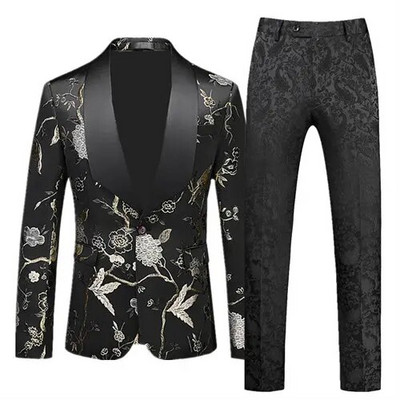(Blejzer + hlače) Modni muški komplet od 2 komada vjenčanica Crno Crveno Plavi Muški smoking za poslovne društvene zabave Uska odjeća