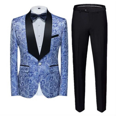 (Blejzer + hlače) Modni muški komplet od 2 komada vjenčanica Crno Crveno Plavi Muški smoking za poslovne društvene zabave Uska odjeća