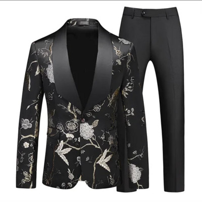 (Blejzer + hlače) Modni muški komplet od 2 komada vjenčanica Crno Crveno Plavi Muški smoking za poslovne društvene zabave Uska odjeća