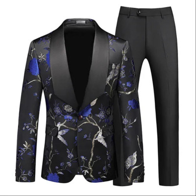 (Blejzer + hlače) Modni muški komplet od 2 komada vjenčanica Crno Crveno Plavi Muški smoking za poslovne društvene zabave Uska odjeća