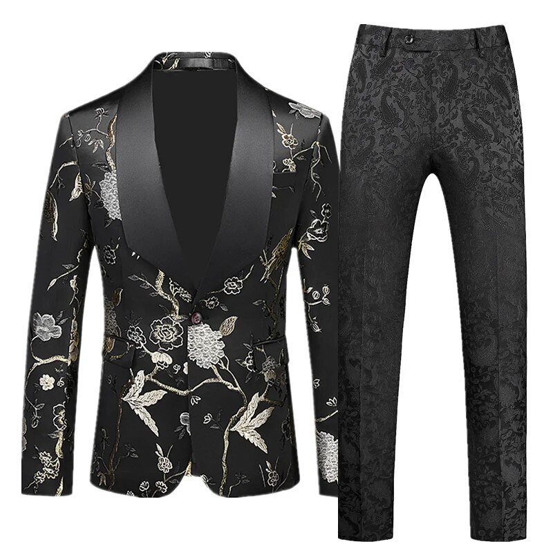 (Blejzer + hlače) Modni muški komplet od 2 komada vjenčanica Crno Crveno Plavi Muški smoking za poslovne društvene zabave Uska odjeća