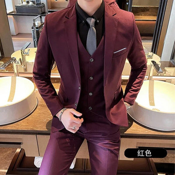 Γιλέκο Jakcet Παντελόνι / Boutique Fashion Μονόχρωμο Ανδρικό επαγγελματικό κοστούμι γραφείου Ανδρικό casual slim κοστούμι Νυφικό γαμπρού