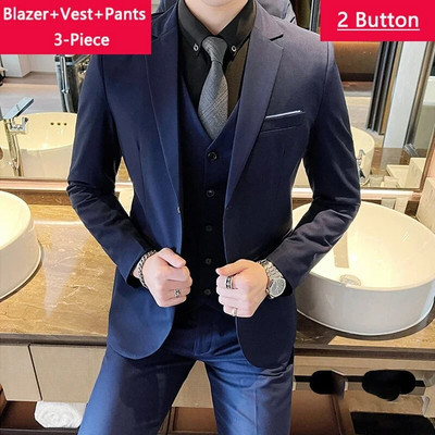 Jakcet Hlače s prslukom / Boutique Moda Jednobojna muška formalna poslovna uredska odijela Muško ležerno usko odijelo Vjenčanica za mladoženje