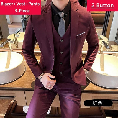 Jakcet Hlače s prslukom / Boutique Moda Jednobojna muška formalna poslovna uredska odijela Muško ležerno usko odijelo Vjenčanica za mladoženje