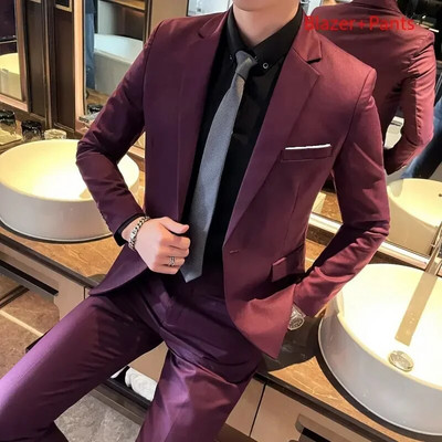 Jakcet Hlače s prslukom / Boutique Moda Jednobojna muška formalna poslovna uredska odijela Muško ležerno usko odijelo Vjenčanica za mladoženje