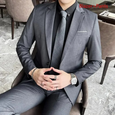 Jakcet Hlače s prslukom / Boutique Moda Jednobojna muška formalna poslovna uredska odijela Muško ležerno usko odijelo Vjenčanica za mladoženje