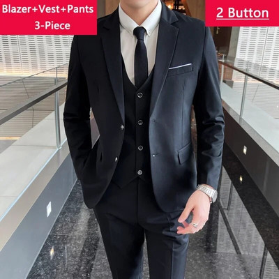 Jakcet Hlače s prslukom / Boutique Moda Jednobojna muška formalna poslovna uredska odijela Muško ležerno usko odijelo Vjenčanica za mladoženje