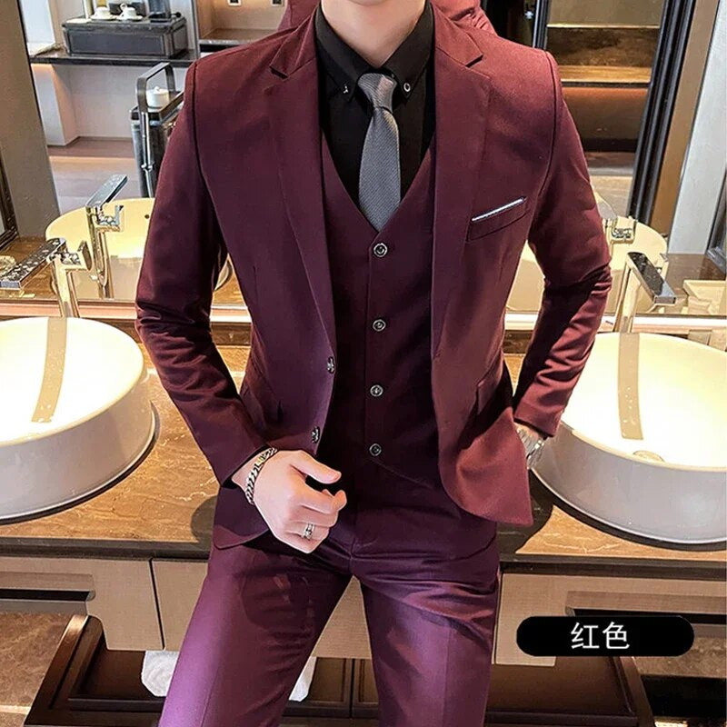 Jakcet Hlače s prslukom / Boutique Moda Jednobojna muška formalna poslovna uredska odijela Muško ležerno usko odijelo Vjenčanica za mladoženje