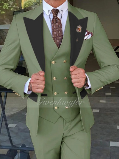 „Gwenhwyfar“, 2023 m. karštas išpardavimas, vienpusis jaunikis persikų / levandų jaunikis smokingas, juodas viršus atvartas, vyriški kostiumai vestuvėms geriausio vyro švarkas