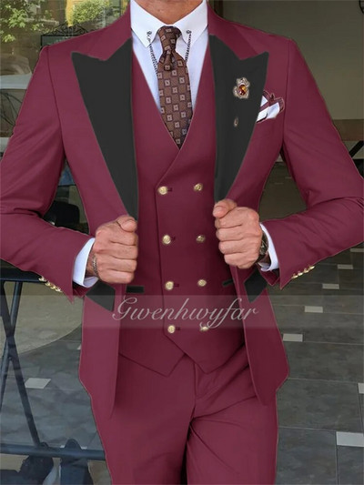 „Gwenhwyfar“, 2023 m. karštas išpardavimas, vienpusis jaunikis persikų / levandų jaunikis smokingas, juodas viršus atvartas, vyriški kostiumai vestuvėms geriausio vyro švarkas