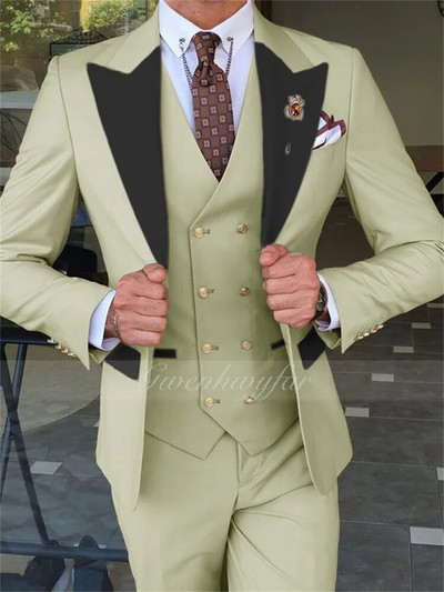 „Gwenhwyfar“, 2023 m. karštas išpardavimas, vienpusis jaunikis persikų / levandų jaunikis smokingas, juodas viršus atvartas, vyriški kostiumai vestuvėms geriausio vyro švarkas