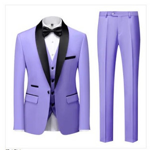 Qj Cinga márka férfi tiszta színű üzleti bankett öltöny 3 darab divat férfi esküvői parti vőlegény szmoking ruha nagy méretű 6XL