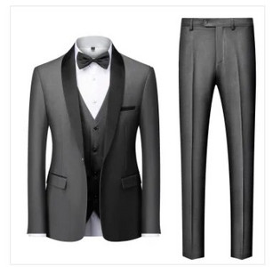 Qj Cinga márka férfi tiszta színű üzleti bankett öltöny 3 darab divat férfi esküvői parti vőlegény szmoking ruha nagy méretű 6XL