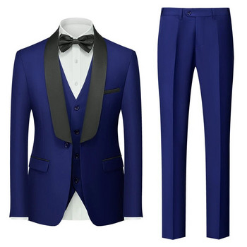 Qj Cinga Brand Men Pure Color Business Social Banquet Suit 3Pieces Fashion Men\'s Wedding Party Groom Tuxedo Dress Голям размер 6XL