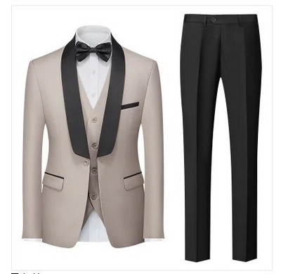 Qj Cinga márka férfi tiszta színű üzleti bankett öltöny 3 darab divat férfi esküvői parti vőlegény szmoking ruha nagy méretű 6XL