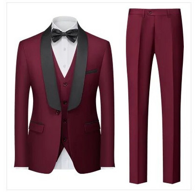 Qj Cinga márka férfi tiszta színű üzleti bankett öltöny 3 darab divat férfi esküvői parti vőlegény szmoking ruha nagy méretű 6XL