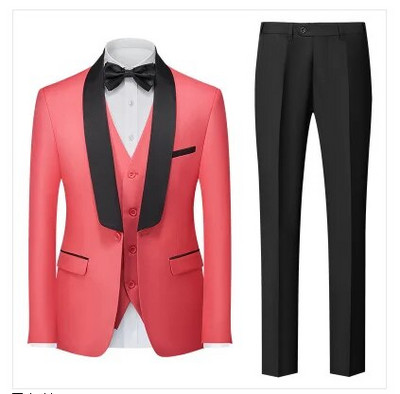 Qj Cinga márka férfi tiszta színű üzleti bankett öltöny 3 darab divat férfi esküvői parti vőlegény szmoking ruha nagy méretű 6XL
