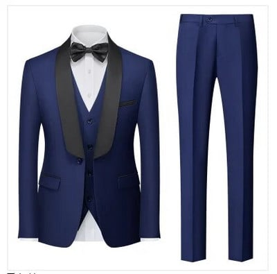 Qj Cinga márka férfi tiszta színű üzleti bankett öltöny 3 darab divat férfi esküvői parti vőlegény szmoking ruha nagy méretű 6XL