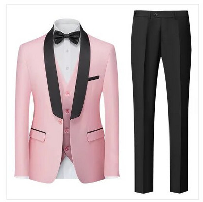 Qj Cinga márka férfi tiszta színű üzleti bankett öltöny 3 darab divat férfi esküvői parti vőlegény szmoking ruha nagy méretű 6XL