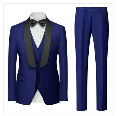 Qj Cinga márka férfi tiszta színű üzleti bankett öltöny 3 darab divat férfi esküvői parti vőlegény szmoking ruha nagy méretű 6XL