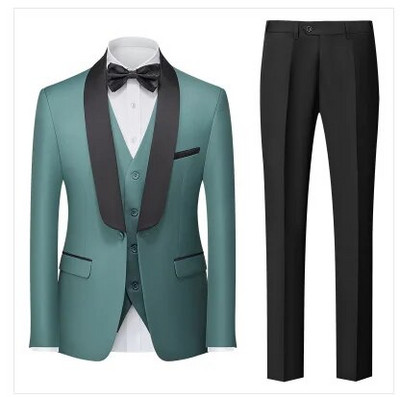 Qj Cinga márka férfi tiszta színű üzleti bankett öltöny 3 darab divat férfi esküvői parti vőlegény szmoking ruha nagy méretű 6XL