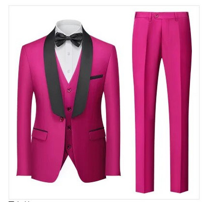 Qj Cinga márka férfi tiszta színű üzleti bankett öltöny 3 darab divat férfi esküvői parti vőlegény szmoking ruha nagy méretű 6XL
