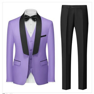 Qj Cinga márka férfi tiszta színű üzleti bankett öltöny 3 darab divat férfi esküvői parti vőlegény szmoking ruha nagy méretű 6XL