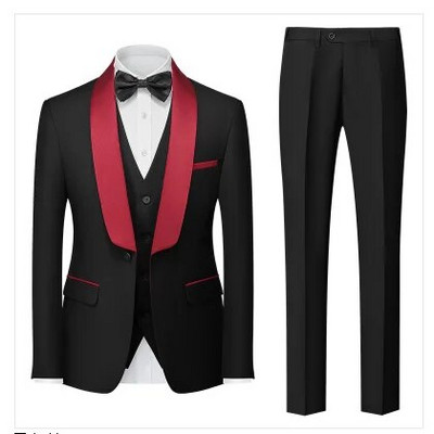 Qj Cinga márka férfi tiszta színű üzleti bankett öltöny 3 darab divat férfi esküvői parti vőlegény szmoking ruha nagy méretű 6XL