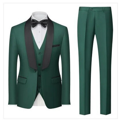 Qj Cinga márka férfi tiszta színű üzleti bankett öltöny 3 darab divat férfi esküvői parti vőlegény szmoking ruha nagy méretű 6XL