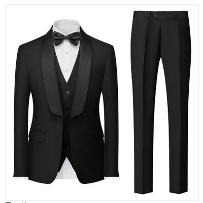 Qj Cinga márka férfi tiszta színű üzleti bankett öltöny 3 darab divat férfi esküvői parti vőlegény szmoking ruha nagy méretű 6XL