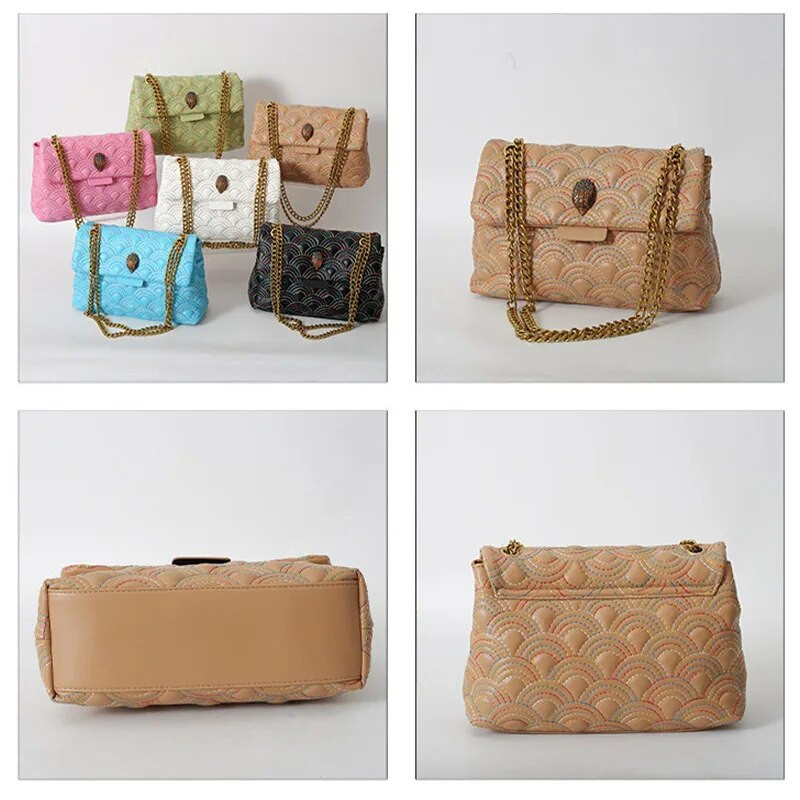 Modna mala četvrtasta torba s duginim lancem Ženska torba preko ramena Vintage torba s orlovskom glavom Raznovrsni dizajn konca za vezenje