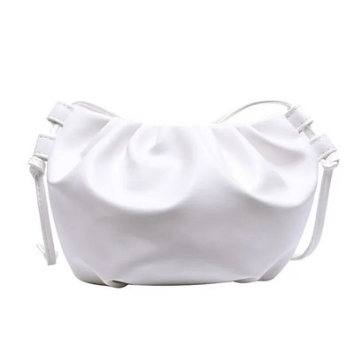 Ženska torba na rame Mala kožna torba preko ramena Ženska jednobojna uvijena ženska torba Mini torba s patentnim zatvaračem Cloud Bag