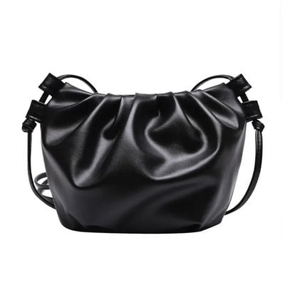 Ženska torba na rame Mala kožna torba preko ramena Ženska jednobojna uvijena ženska torba Mini torba s patentnim zatvaračem Cloud Bag